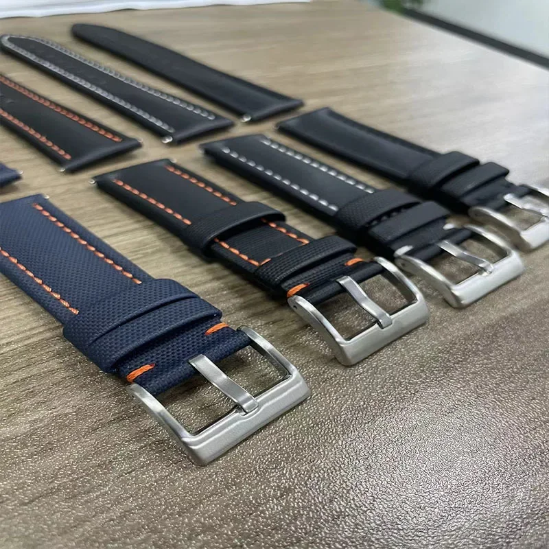 Correa de reloj para Blancpain 50, fibra de carbono, tela de nailon, patrón de cuero, correas de reloj impermeables, accesorios para reloj lunar, 20mm, 22m