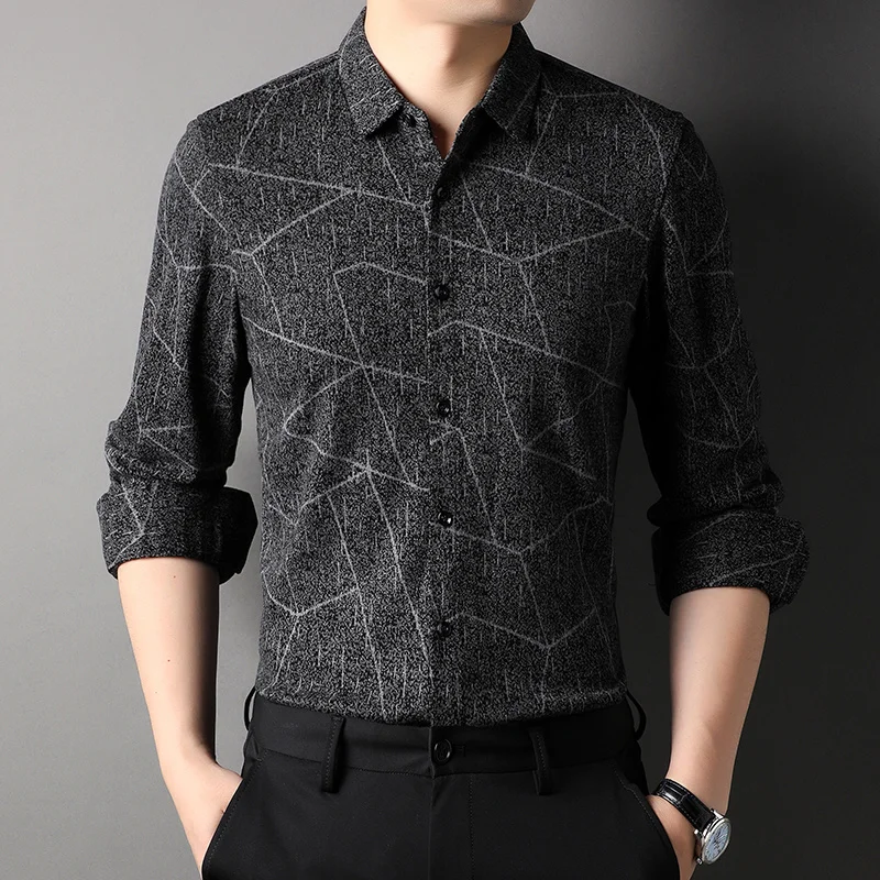 Men's Long Sleeve Casual Classic Shirts 2022 New Arrival Spring and Autumn Men Dress Fashion Square Collar