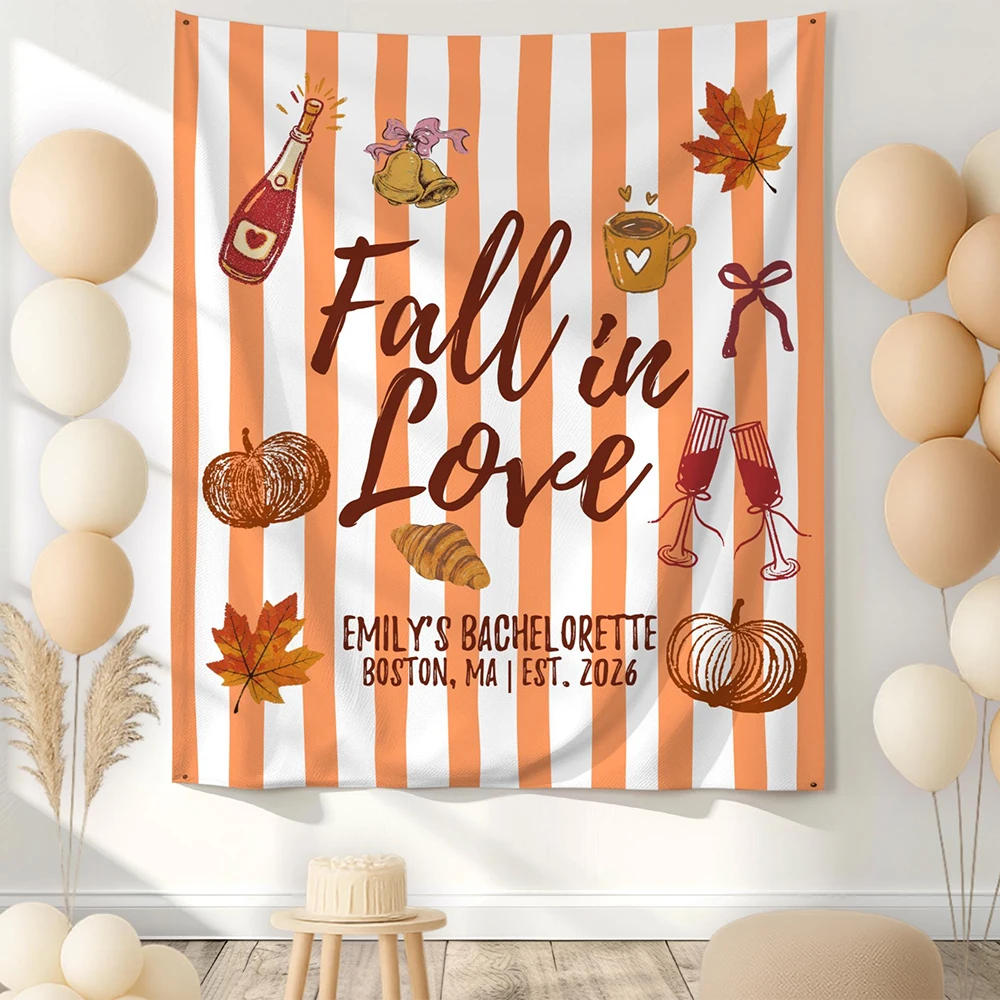 Bachelorette Backdrop, Custom Fall Bach Party Banner, Pumpkin Bridal Shower Photo Backdrop, Autumn Wedding Decorations