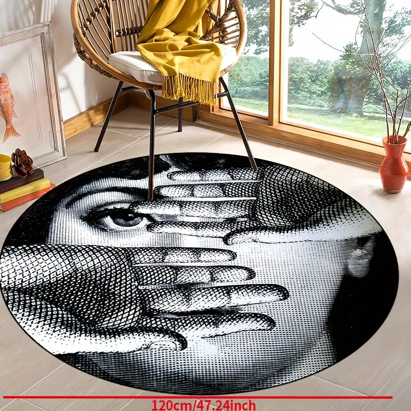 Round Face Portrait Rug Vintage Art Area Carpet Non-Slip Living Room Floor Mat Luxury Decor 2026