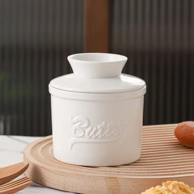 

Simple Solid Color Ceramic Butter Can, Food Grade Butter Sealed Can, Kitchen Butter Storage Artifact