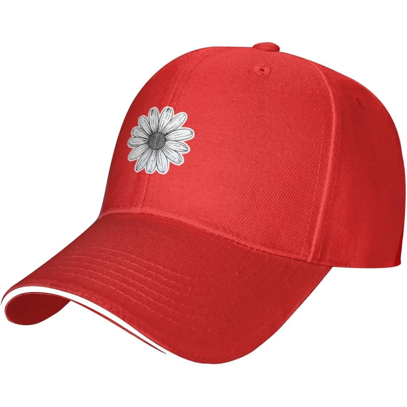 Unisex Adult Baseball Caps, Adjustable Sandwich Cap Daisy Print Hip Hop Hats Fishing Hat