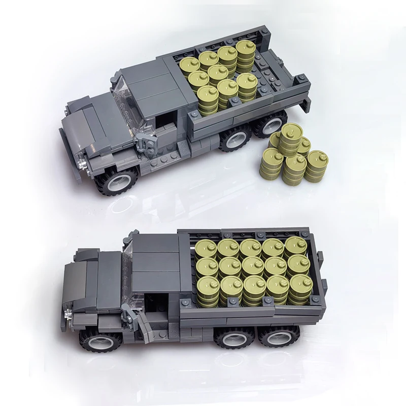 WWII RU Military Oil Transport Truck MOC Building Blocks URAL 6X6 Military Off road Vehicle DIY Zabawka do montażu dla dzieci dla chłopców