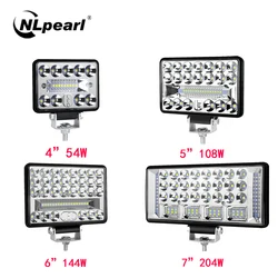 Nlpearl 4 ''5'' 6 ''7 Polegada barra de luz led offroad ponto inundação led luz trabalho para caminhão carro barco trator 4x4 atv faróis 12v 24v