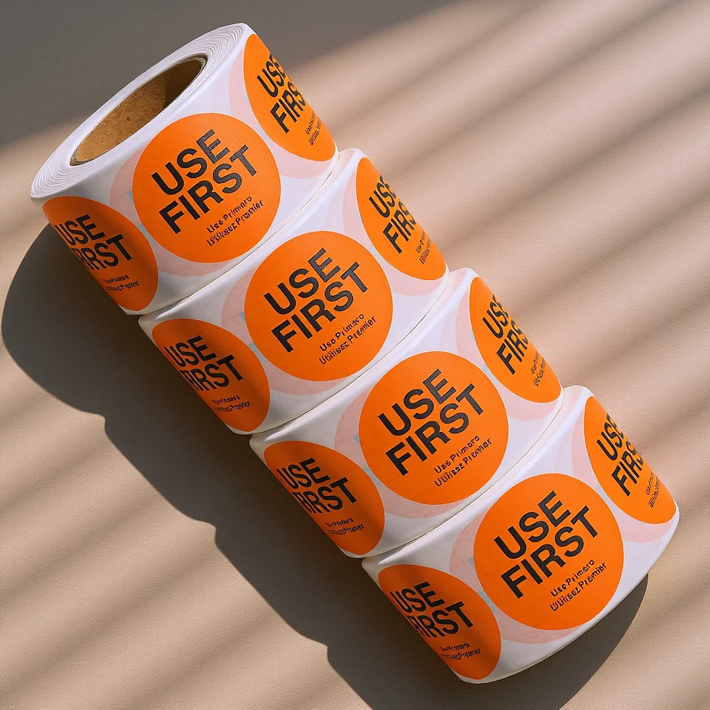 

4 Rolls Use First Labels Food Service Stickers Inventory Control Tags for Pantry Fridge Storage Easy Apply Replacement Home