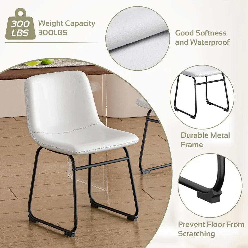 مجموعة من 4 كراسي مطبخ من الجلد الصناعي مع أرجل معدنية لتناول الطعام واستخدام البيسترو #5