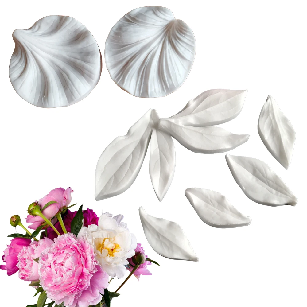 Peony Flower Petal Veiners &Cutters Moldes De Silicona Fondant Chocolate Sugar Paper Clay силіконова форм Cake Decorating Tools