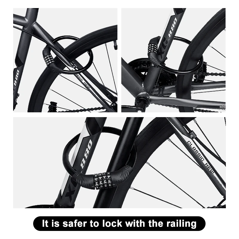 X-TIGER Bicycle Lock Mountain Bike 4 Digit Password Bike Lock Portable Security Motorcycle Electric Scooter Padlock Universal