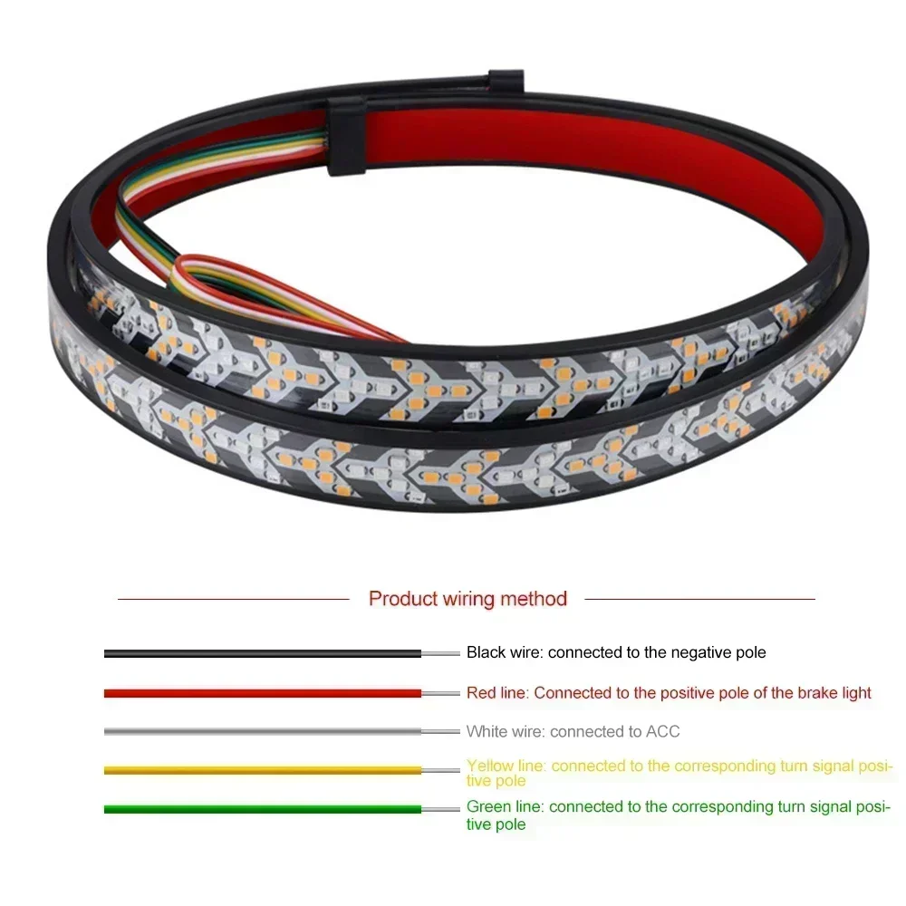 Latest 12V Car Brake Turn Signal Trunk SUV RV Flexible LED Strip Light Tail Reverse Lights for Jeep Container Cargo Pickup