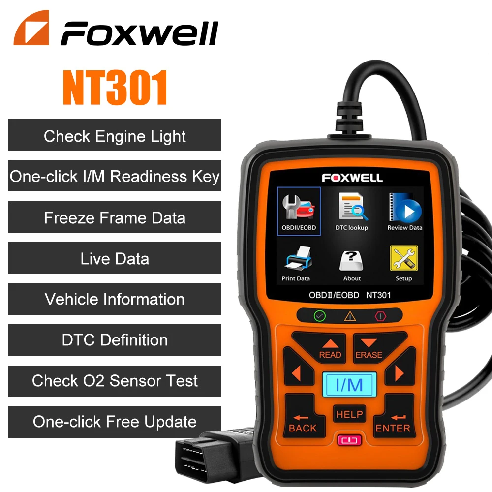 

FOXWELL NT301 Professional OBD2 Scanner Mechanic OBDII Diagnostic Code Reader Live Data Tool for Check Engine Light PK ELM327