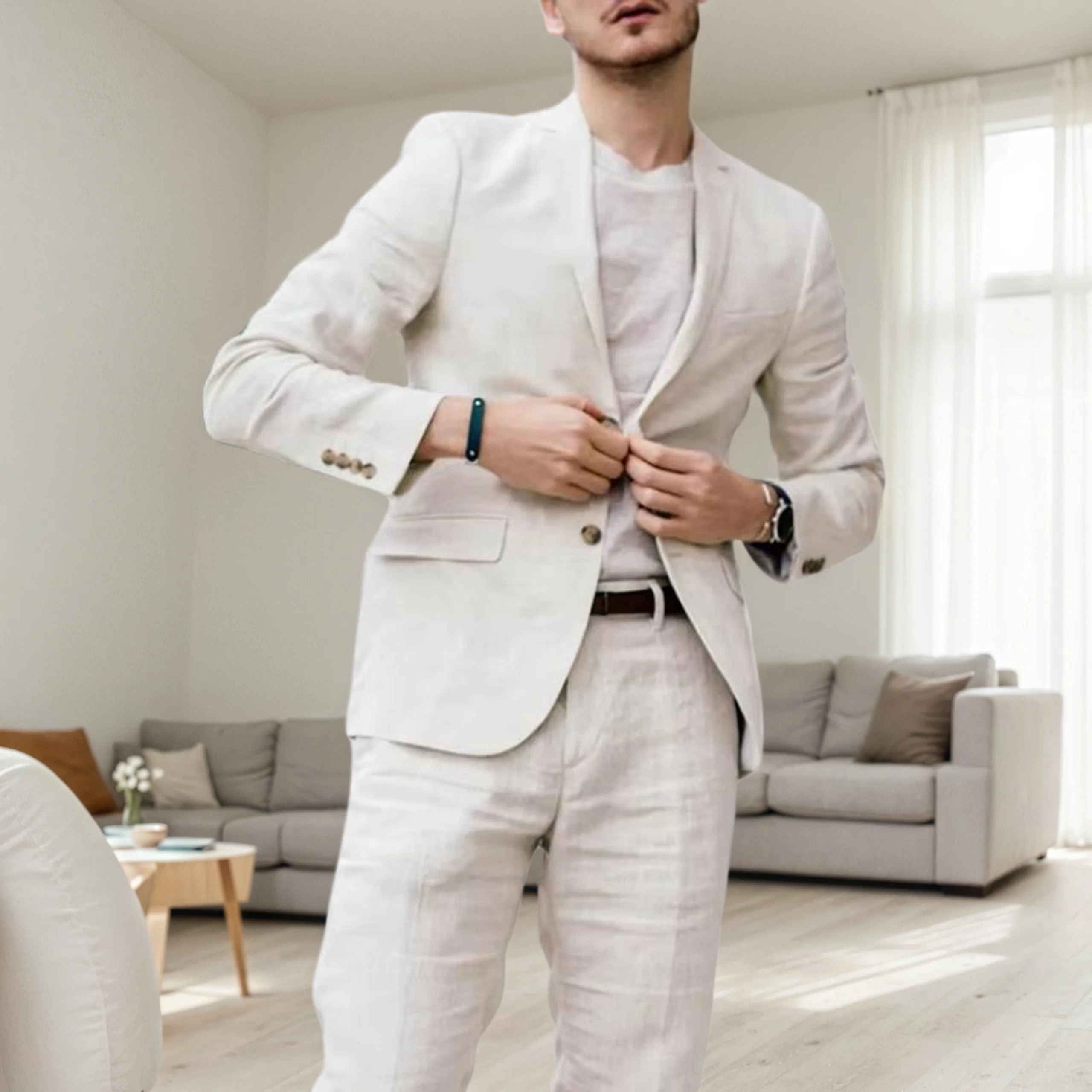 

New Summer 2 Piece Linen Men's Suits for Beach Wedding Slim Fit Costume Homme Mariage Terno Masculino Hombre Custom Made Tuxedo