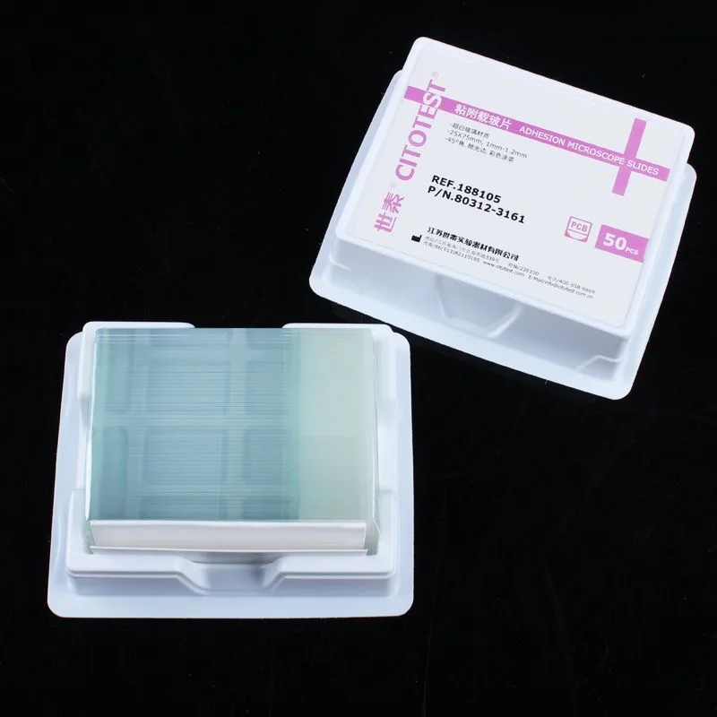 50 قطعة/صندوق مختبر سوبر وايت التصاق شريحة زجاجية 188105 مع مشحونة بشكل إيجابي مضاد للانفصال