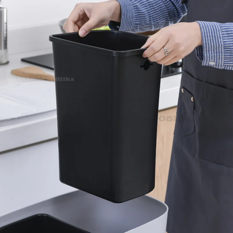 

3-layer Floor Saves A Lot of Dry and Wet Sorting Trash Can with Wheels Kitchen Trash Can Household Corner Trash Plastic Bin