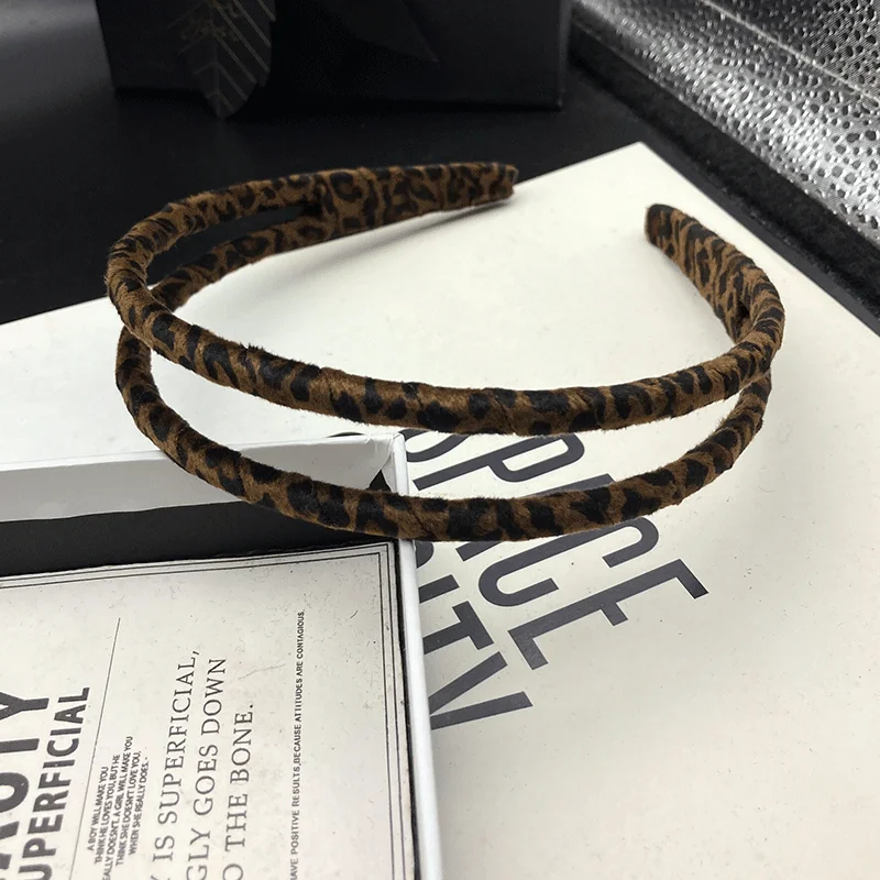 French Ins Leopard Print Hair Clip, Women's New Style, Simple Narrow Edge Hair Tie Headband, Pressed Hair Wash Headband