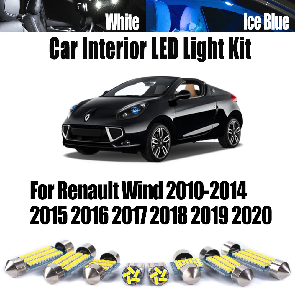 

11Pcs Canbus Vehicle LED Interior Map Dome Trunk Light Bulb Kit For Renault Wind 2010- 2016 2017 2018 2019 2020 Car Accessories