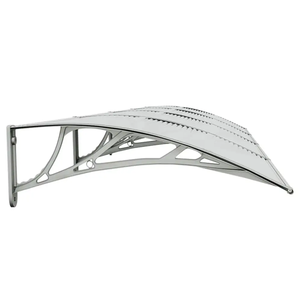 Toldo de puerta gris y transparente - Toldo de policarbonato de 137,8 x 29,5 cm