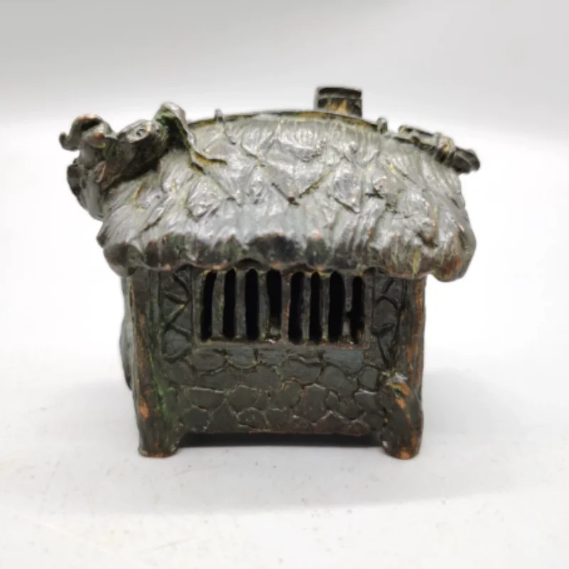 Antique Bronze Miniature Thatched Cottage Incense Burner - Zen Tea Room Ornament, Creative Home Decor
