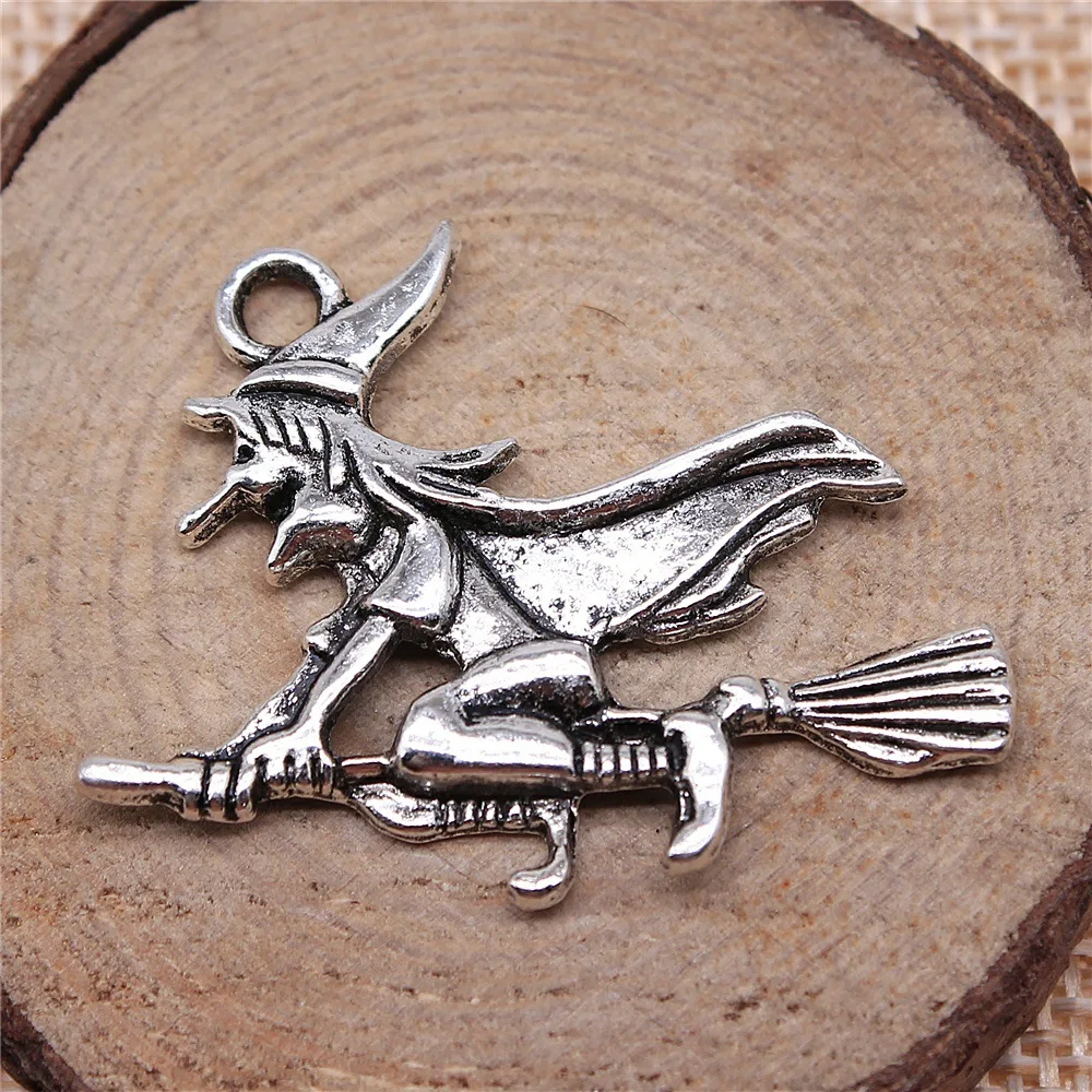 4pcs 36x34mm Antique Silver Color Wizard Charms Pendant Vintage Hand Crafts Jewelry Accessories