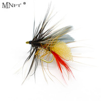 MNFT 10Pcs Foam Trout Fly Fishing Grey Brown Hair Dry Fishing Flies 14#