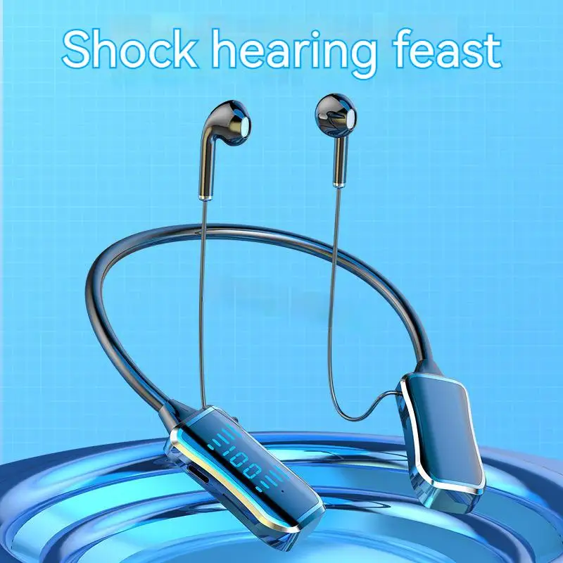 Tws Bluetooth 5.2 Oortelefoon Led Display Hifi Geluid Oordopjes Draadloze Koptelefoon Sport Nekband Nek-Opknoping Headsets Met Hd Microfoon