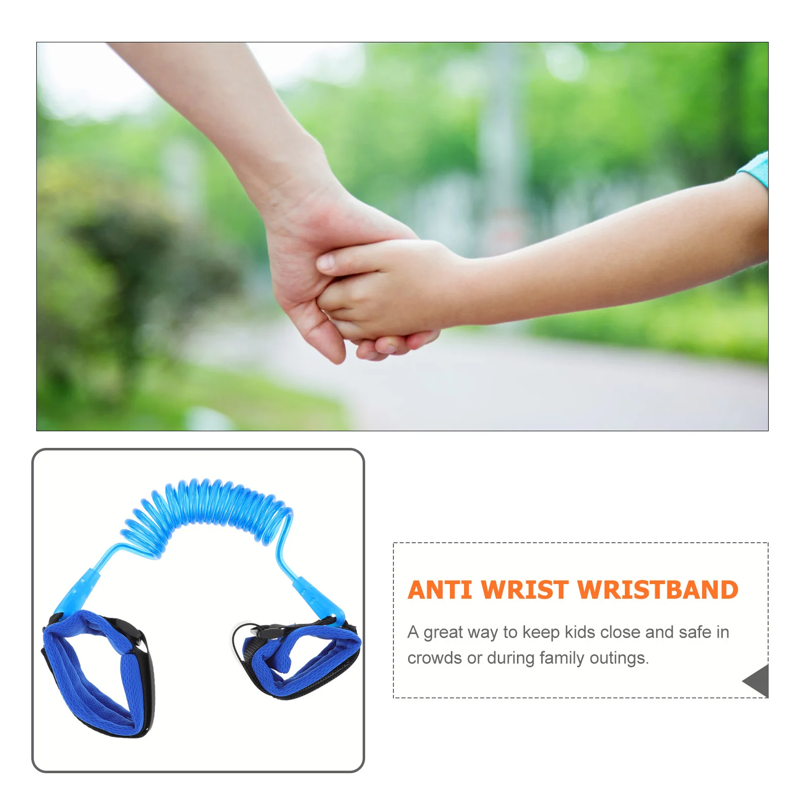 

Anti Lost Wrist Band Child Safety Strap Elastic Durable Long Distance Stretchable Blue Supermarket Railway Station