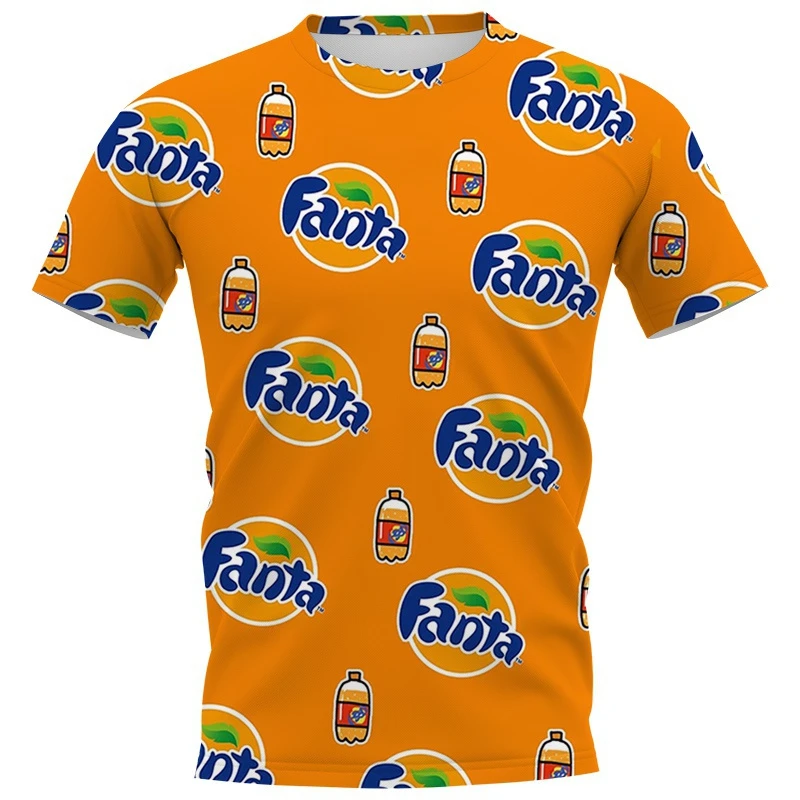 Estate per gli uomini cilocl Fashion Cool Yellow t-Shirt Fanta /Beer 3D Printed Harajuku Style Casual Shirt girocollo top