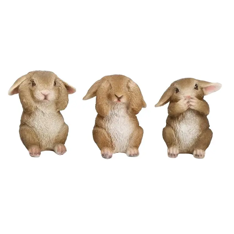 PZHI Easter Bunny Garden Decoration, 3Pcs Cute Bunny Resin for Craft, Tabletop Easter Decor, Durable Outdoor Ornament for