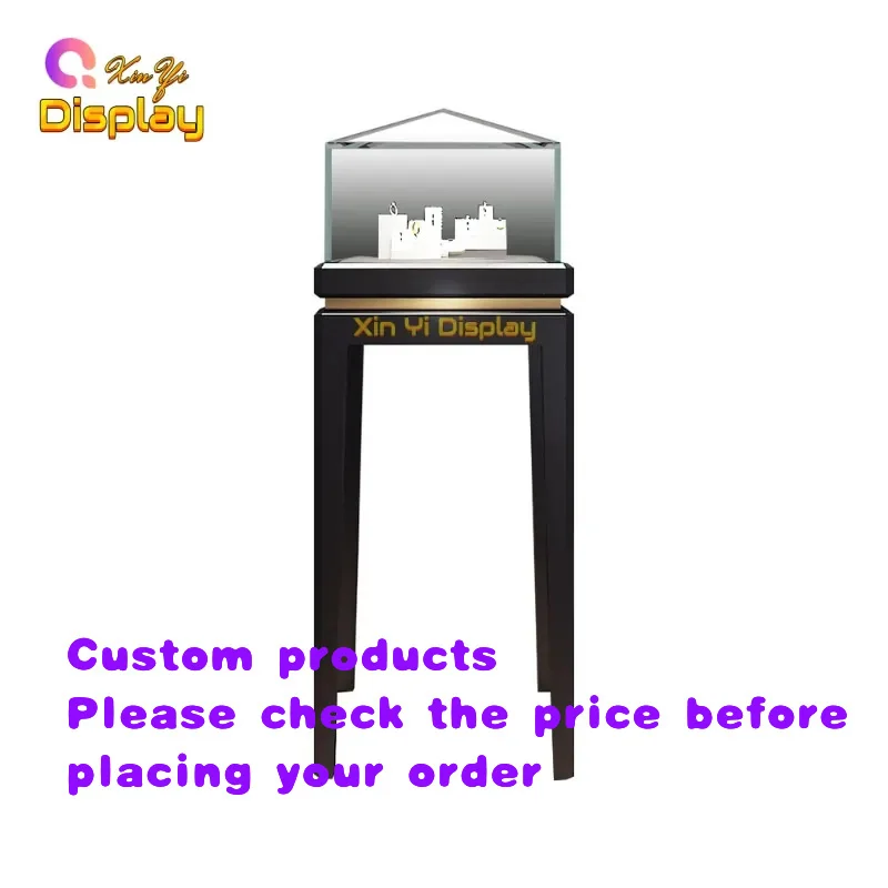 custom.Custom Stainless Steel Jewelry Display Cabinet With LED Lighting Eco-friendly Black 1200x500x1000mm Jewelry St