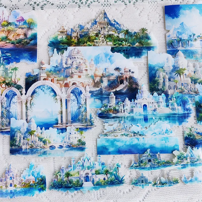 Atlantis Mermaid Landscape Decorative Stickers Tape For Hand Account Journal Scrapbooking DIY Collage Craft