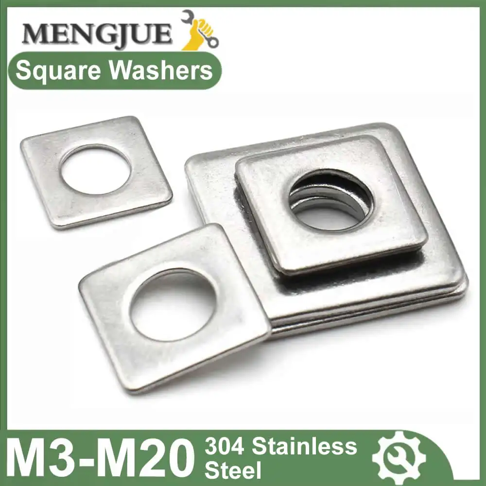 1-50pcs M3 M4 M5 M6 M8 M10 M12 M14 M16 M20 304 Stainless Steel Square Flat Washers Metal  Gaskets for Curtain Wall Systems