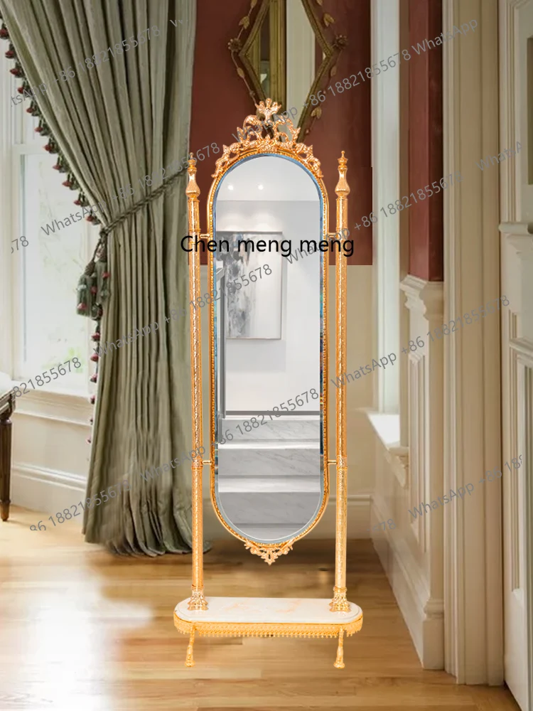 

European-style full-length mirror gold-plated copper glass full-length mirror high-end gift-giving leadership wedding