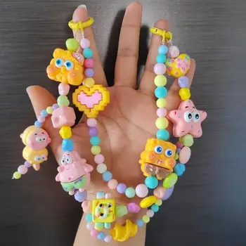 Kawaii Pixel Art Style Phone Charm Strap Cute Macaron Dopamine-Colored Handmade Bead Keycord Bag Camera Pendant For Girl Gift