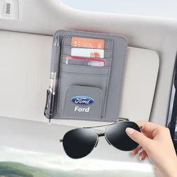 Car PU Leather Sun Visor Sunglasses Ticket Card Storage Bag Accessories For Ford ST Line Focus Fiesta Puma Ranger Kuga MAX F150