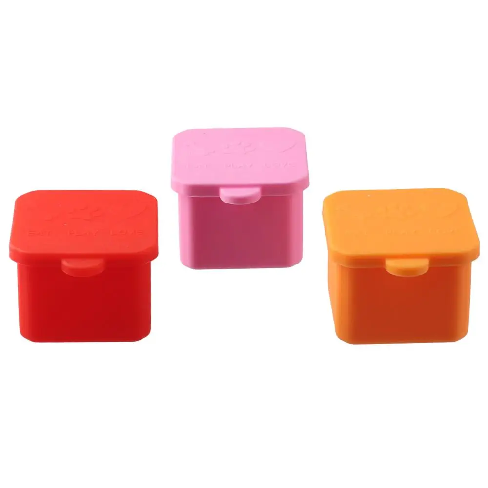 1/3pcs Serviceable Silicone Food Distribution Box Red/Pink/Purple/Green/Orange/Blue 2/4 Inch Snack Containers Sauce Cups Kid