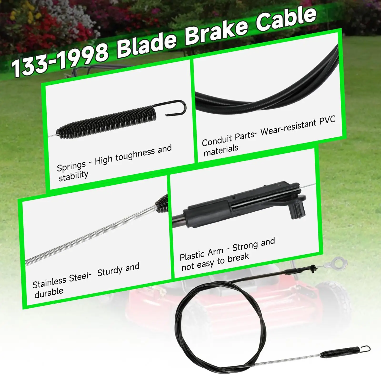 Long Lasting Walk Behind Lawn Mower Brake Cable 133-1998 Part for 21200 Outdoor Maintenance Improvement