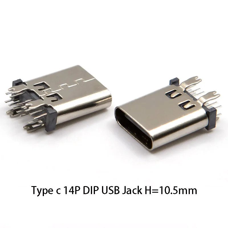 1PC Type-C Female 14P USB 3.1 Harpoon Fixing Foot 180 Degree Straight Insertion 10.0mm 10.5mm USB Charging Connector Fork Legs