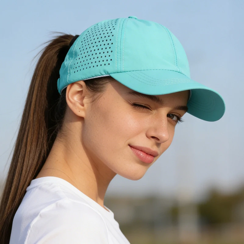 Ultra Light Breathable Mesh Ponytail Hats For Women Summer Golf Sports Caps Outdoor Sun Protection Caps Adjustable Anti-UV Hats