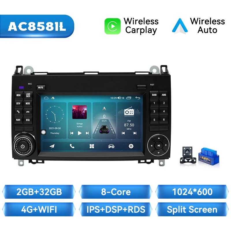 Draadloze CarPlay Android Auto Multimedia Voor Mercedes Benz W169 W245 B200 W906 Sprinter W639 Vito Radio 2 din Autoradio DSP