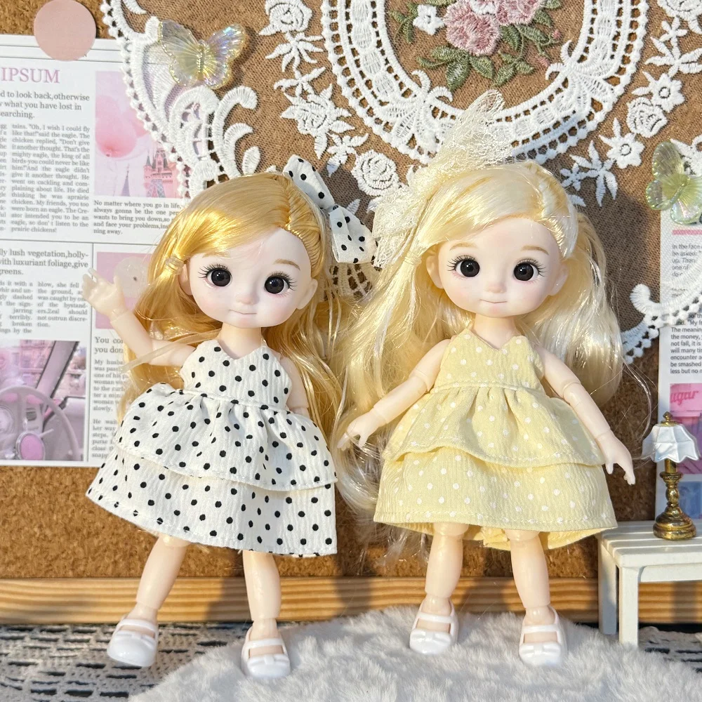 15-17cm BJD Dolls 1/12 Cute Princess Dress Up Doll Doll Toys for Girls Birthday Xmas Gifts 13 Movable Joint 3D Eyes Toy Kids