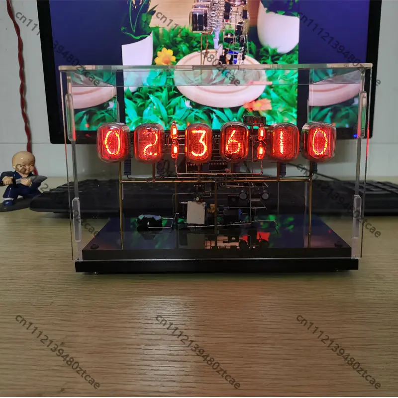 Retro Glow Tube 6-Digit Clock Kit Punk Style Desktop Ornament Handmade Wiring Assembly Set Creative Gift for Home Decoration