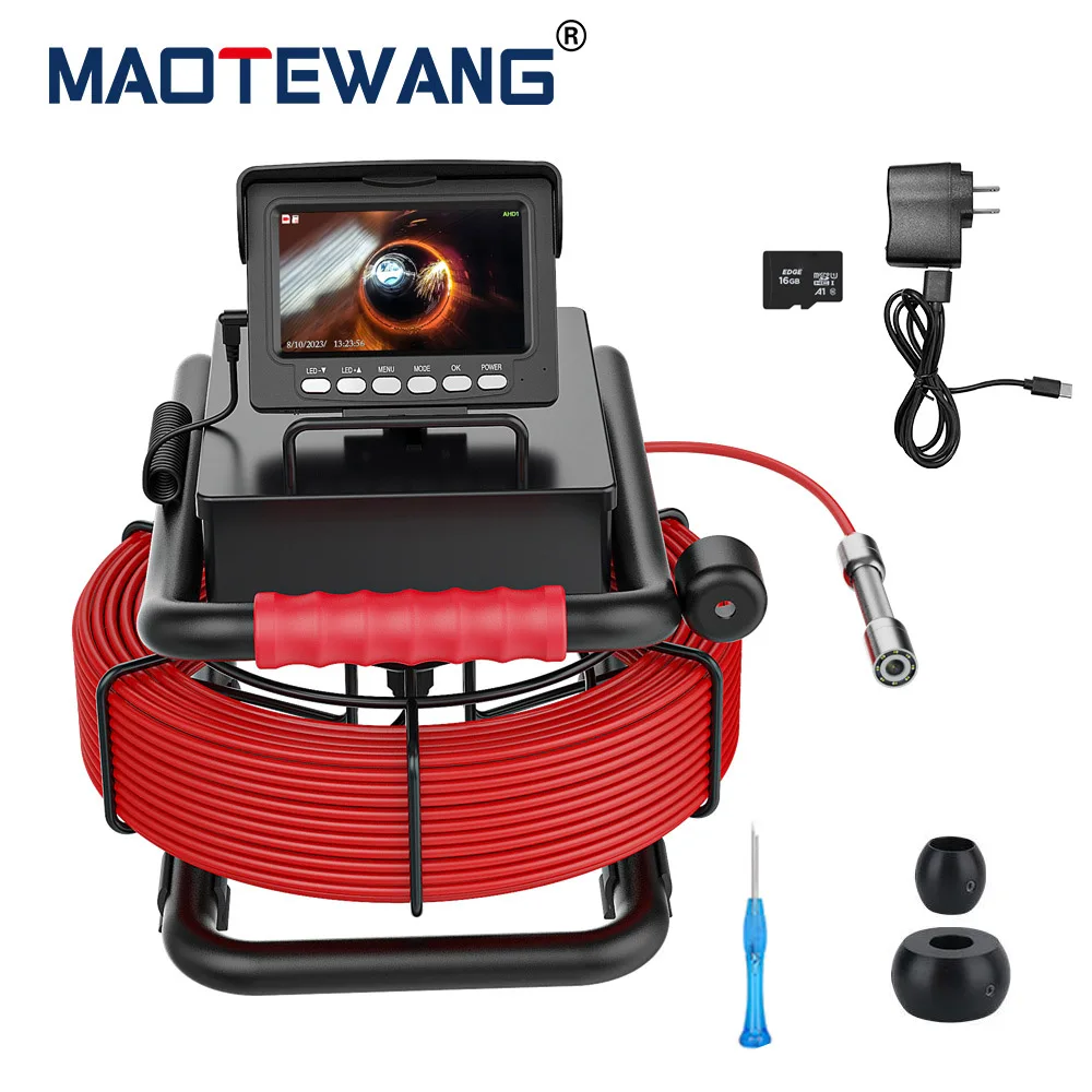 4.3 Monitor Sewer Inspection Camera with DVR,17MM/22MM Pipe Industrial Endoscope Drain Camera with 5600mA Battery and 12LEDs
