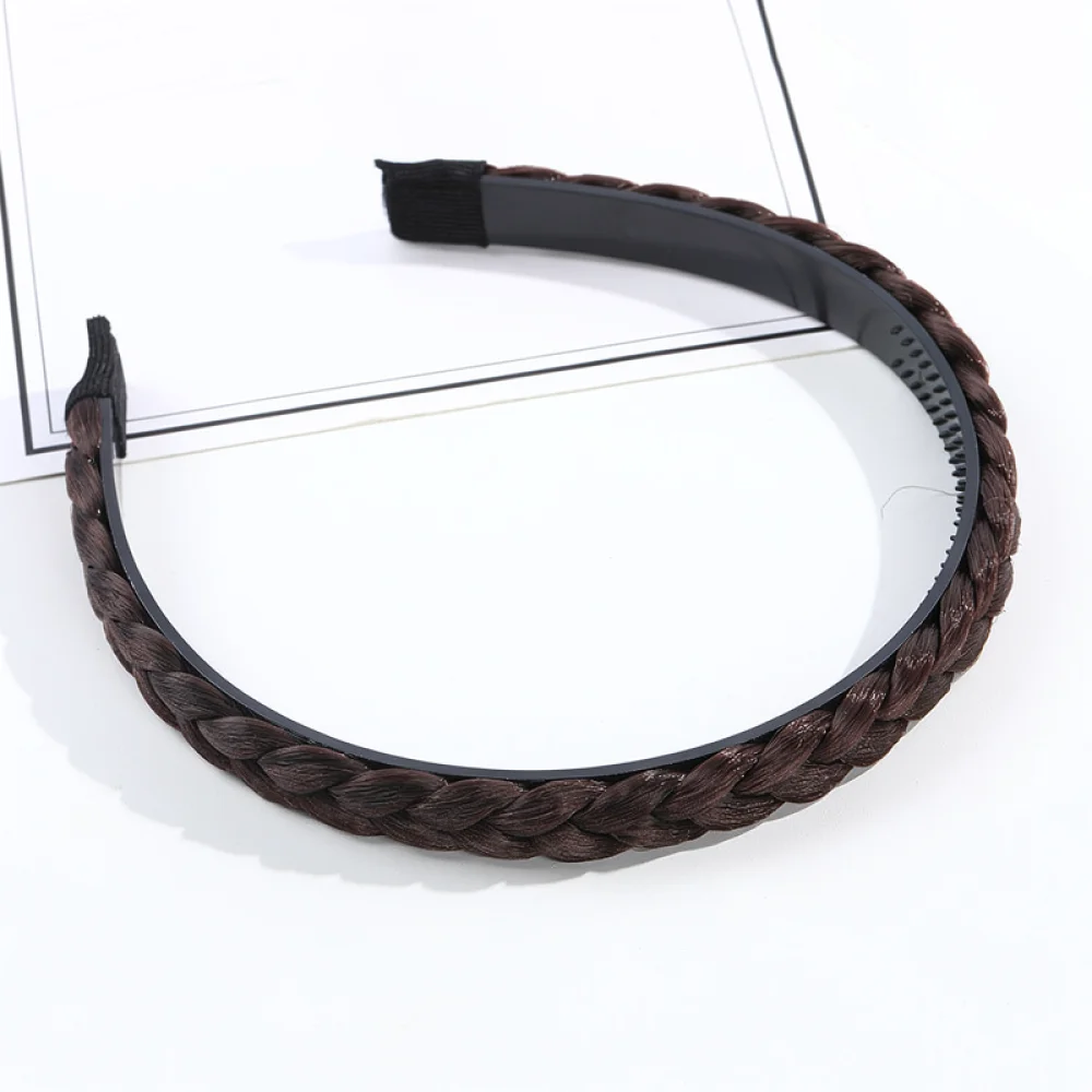 Synthetic Braided Hairband Elegant Styling Accessory For Women Non Slip Teeth Design Realistic Hair Extension Piece