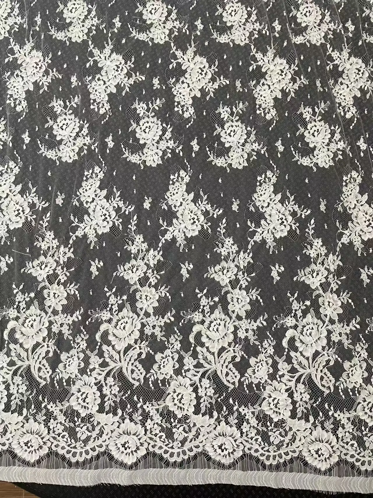 premium-quality-dense-cord-lace-fabric-milk-white-colour-sculpted-corded-embroidery-eyelash-chantilly-lace-145m-wide-3m-long
