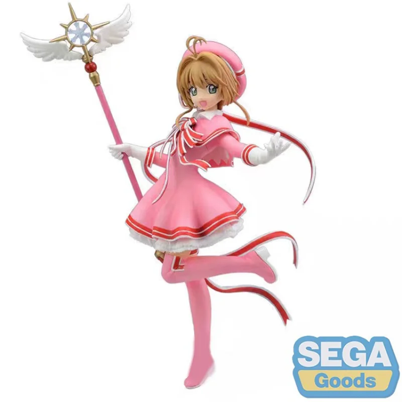 18cm Original Sega Action Figure Cardcaptor Sakura Kinomoto Sakura Kawaii PVC Anime Figure Collection Model Room Decor Gift