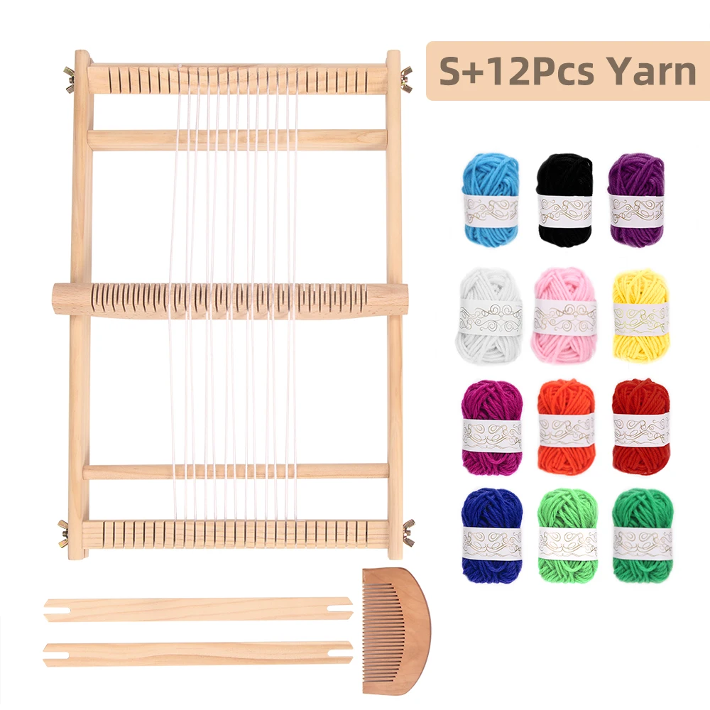 YXINAER Metier a Tisser Kit de métier à Tisser for métiers à Tisser Traditionnels Cadre de Tissage en Bois Outils de Tricot Métier à Tisser Multi-métiers en Bois