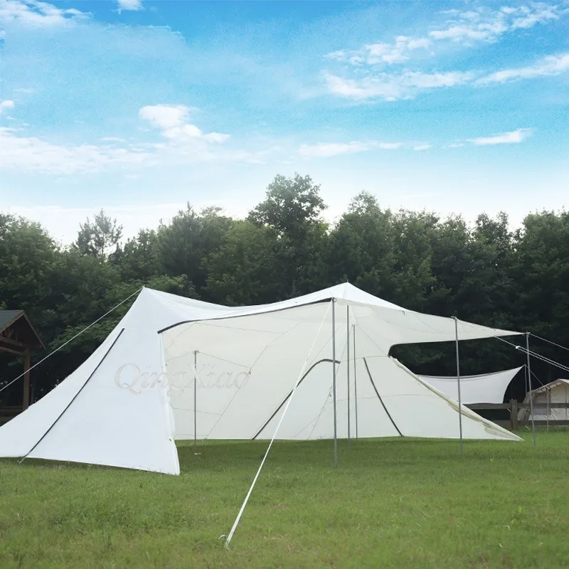 Large Camping Shelter Tarp Canopy Anti-UV Sun Shade Awning for Group Gathering Picnic Outdoor Party Campsite Leisure Activities