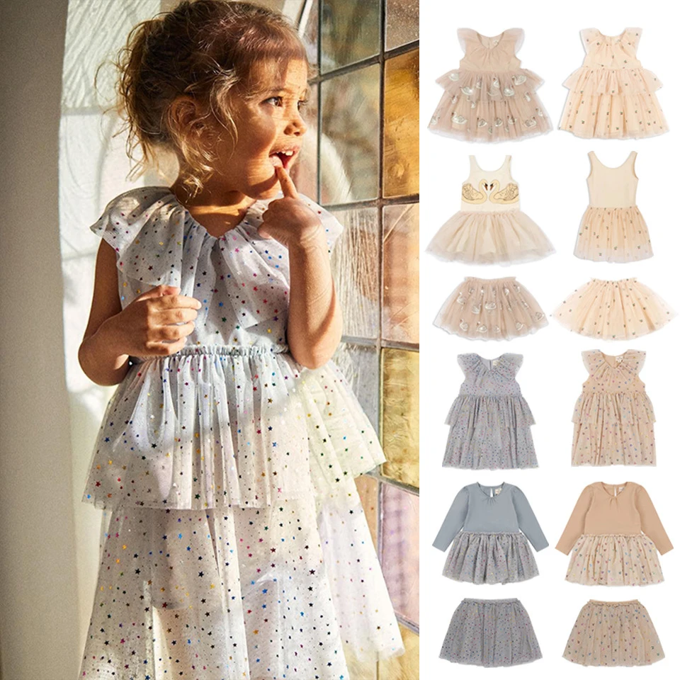 

New 2024 KS Kids Cat Mesh Dress Christmas Girls Love Sequin Dresses Baby Cute Skirt Children Voile Princess Dress Carnival Party