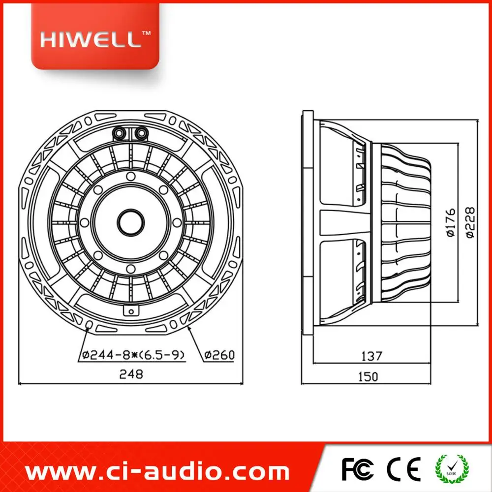 مكبر صوت بمصفوفة خطية تعمل بالنيوديميوم مقاس 10 بوصة، نظام صوت بقوة 1200 وات باسكال.