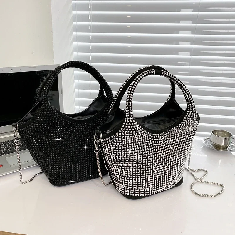 Sequined Zipper CHAINS Solid Top-Handle Bags Pu Women\'s Bags on Sale 2024 New Sewing Thread High Capacity Handbags Bags 여자 가방