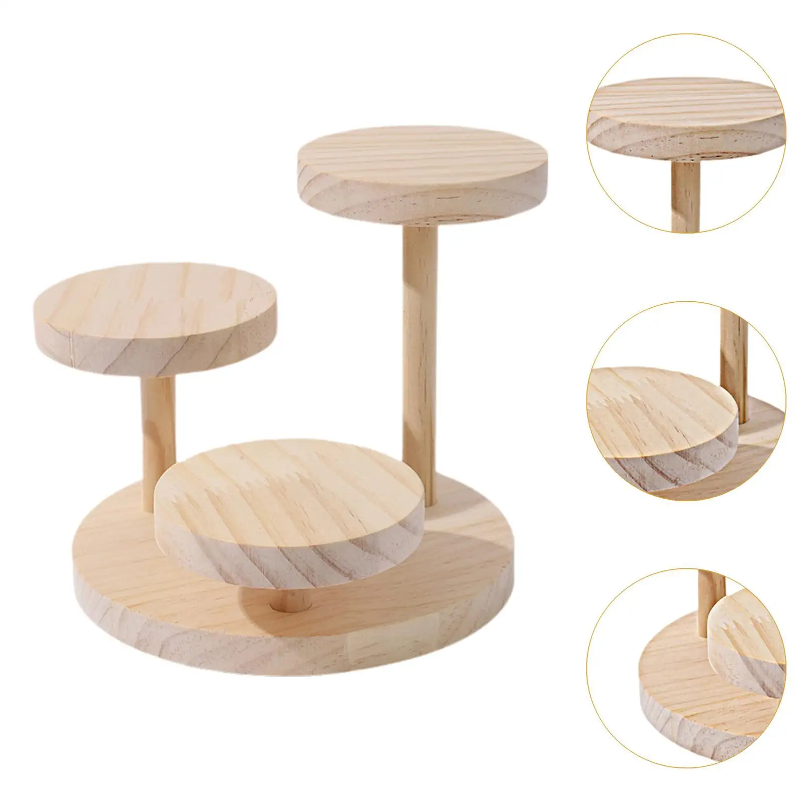 Jewelry Display Risers Multipurpose Wooden Round for Cupcakes Rings Figures